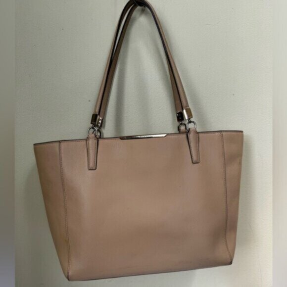 Coach Madison East West Saffiano Leather Tote Shoulder Bag Shopper Tan Neutral - Picture 6 of 15